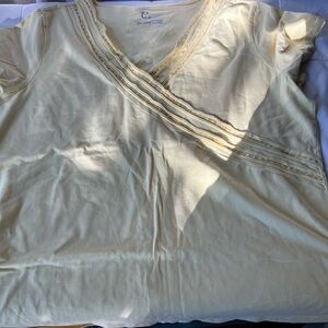 Classic Elements Beige V-Neck Sequin embellished Cotton Short Sleeve Tee